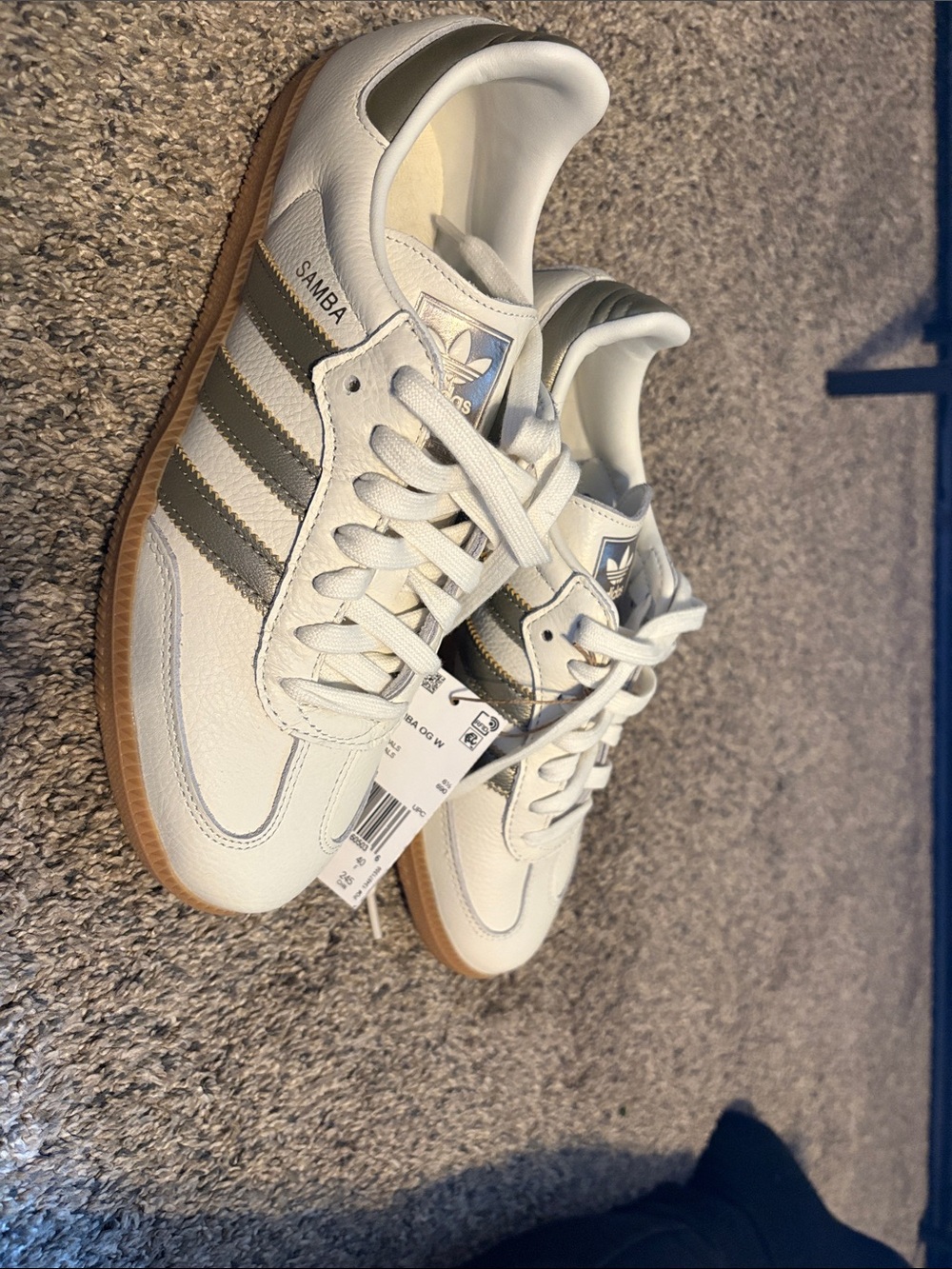 adidas Samba Leather Sneakers in White and Gum Sole